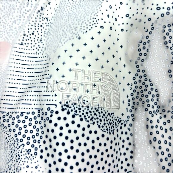 The North Face Jacket Women's S/P Blue White Print Windbreaker Hooded Shell - Picture 7 of 15